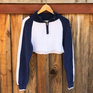 Cropped Sporty Made in Italy Knit Sweater
